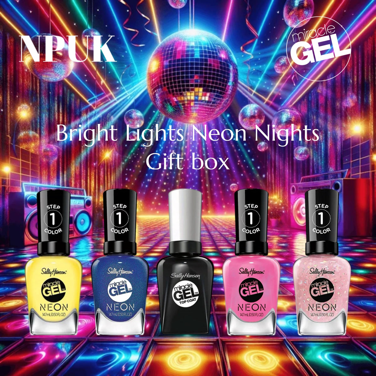 NPUK Bright Lights Neon Nights Gift Box - Sally Hansen Miracle Gel