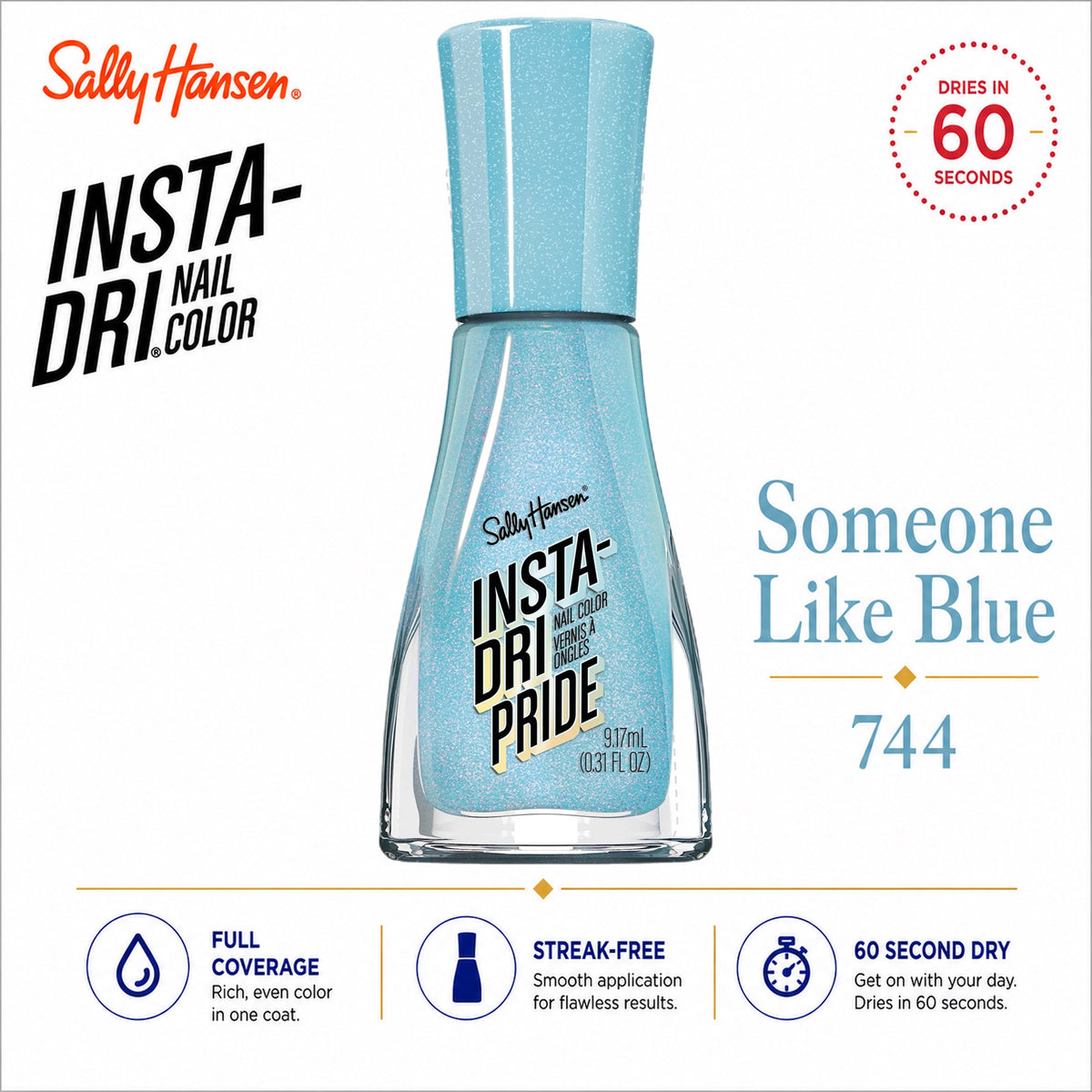Sally Hansen Insta-Dri Nail Polish Some Like Blue 744