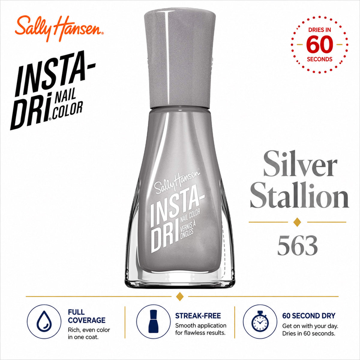 Sally Hansen Insta-Dri Nail Polish Silver Stallion 563