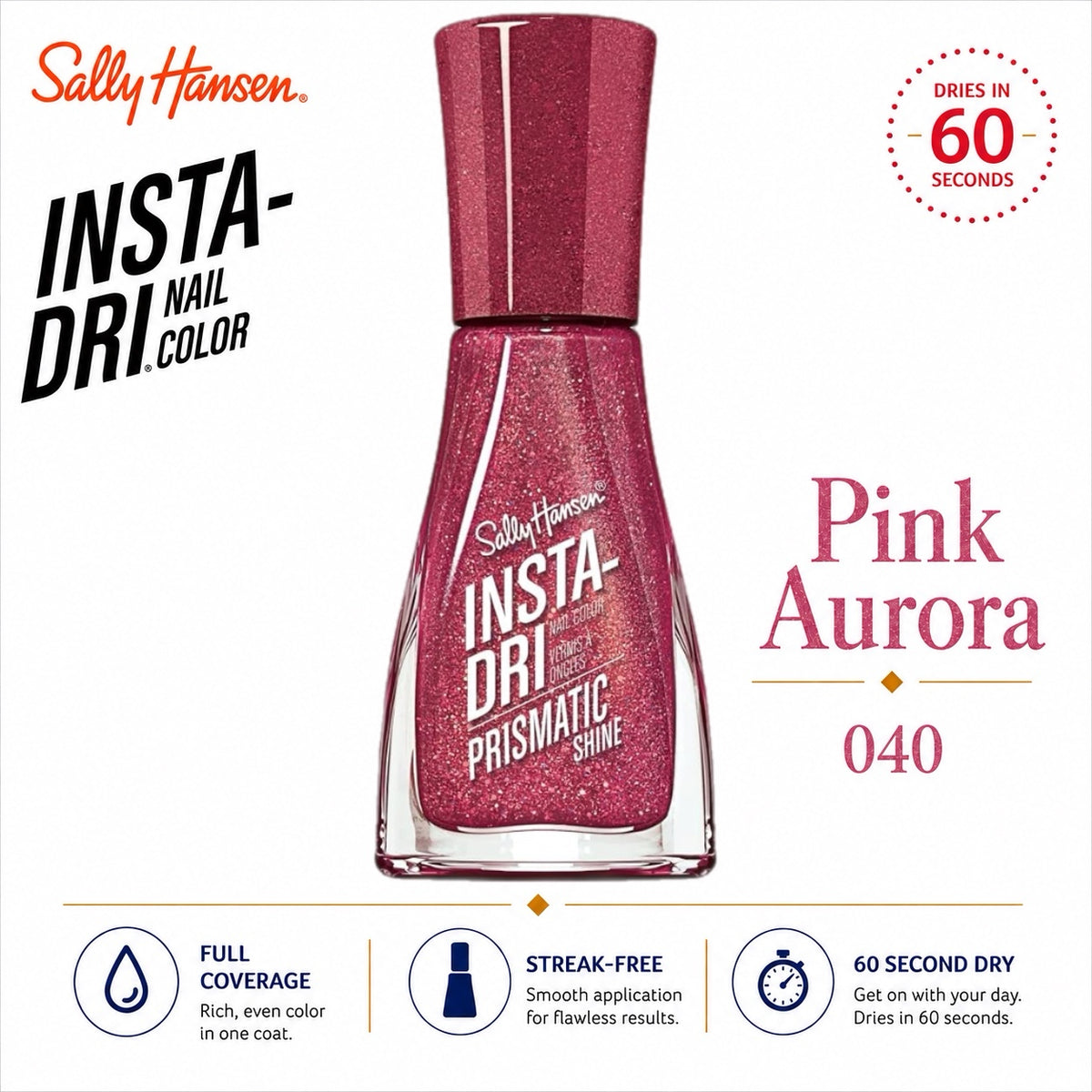 Sally Hansen Insta-Dri Nail Polish Pink Aurora 040